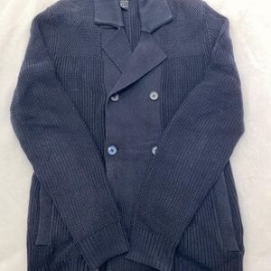 H&M Navy Double-Breasted Knit Jacket